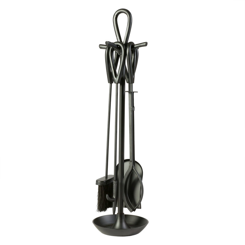Akmaral Iron Fireplace Tool Set, Black