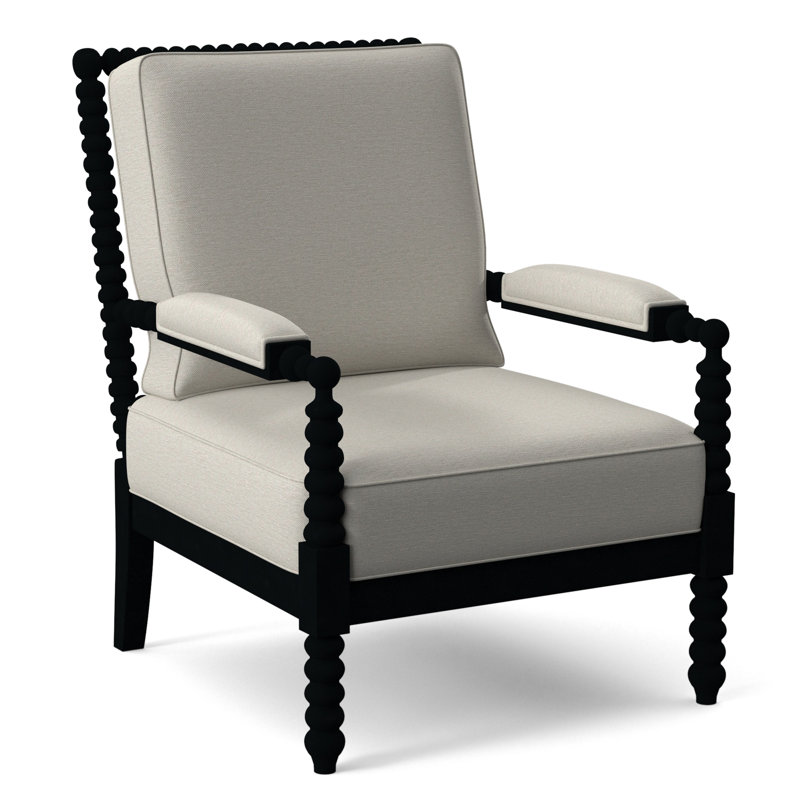 Lind Island 29" Wide Lounge Chair, Black Finish, White Performance Fabric; 0851-94