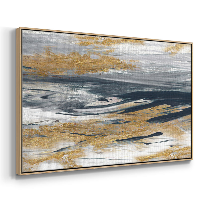 " Tumultuous Navy ", 17" H x 25" W x 2" D, Natural Wood
