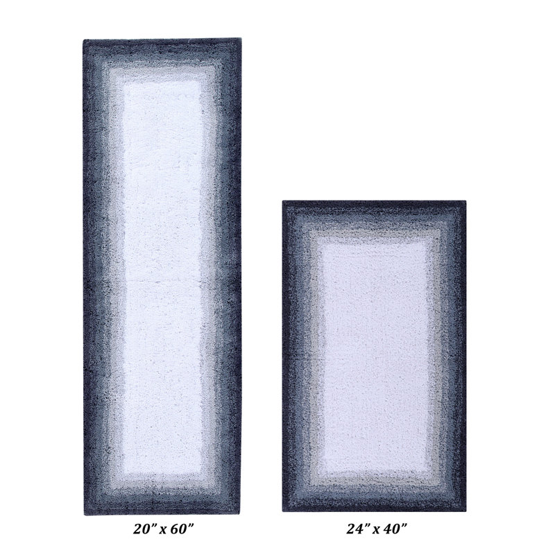 Ensemble de tapis pour salle de bain 2 pièces 100% coton 1615 g / m² Torrent, 2 pièces (24 po x 40 po | 20 po x 60 po), Gris