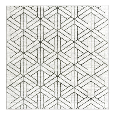 Tapis ivoire / gris à motif géométrique Rochele
