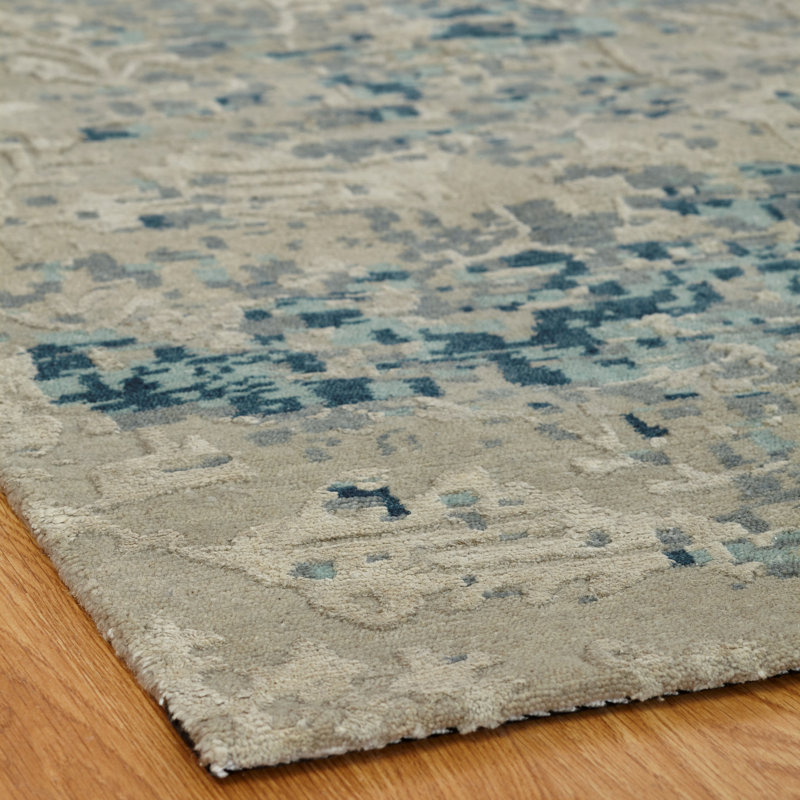 Abstract Area Rug in Blue, Rectangle 10' x 14'