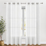Dawan Natural Linen Sheer Curtains Flax Linen Blended Curtain Panels Living Room Solid Semi-Sheer Grommet Semitransparent Semi-Sheer Soft Privacy Drapes