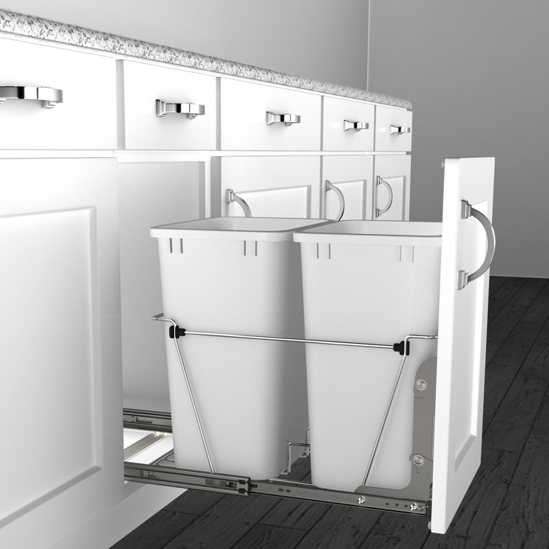 Orion Gray Double 35-Quart Pull-Out Kitchen Waste Containers