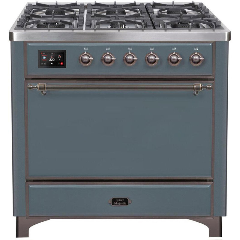 Majestic II 36" 3.5 cu.ft. Freestanding Dual Fuel with Griddle and Convection Oven, Natural Gas, White/Copper