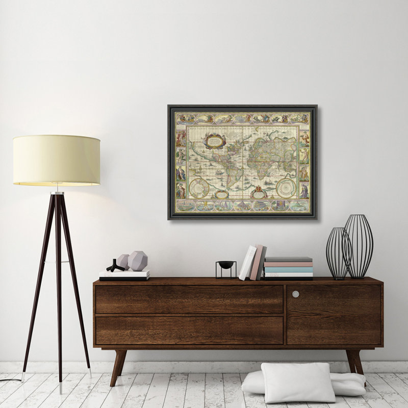 " World Map " by William Janzoon Blaeu, 30" H x 40" W, Wrapped Canvas, No Mat