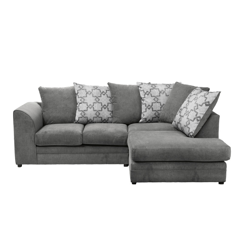Arabella 4 Seater Chenille Corner Sofa, Grey, Right Hand Facing