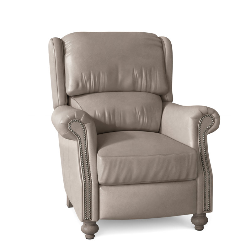 Fauteuil inclinable de 37 po Bancroft, Étain, Pierre, Cuir véritable vert forêt d'Anilina