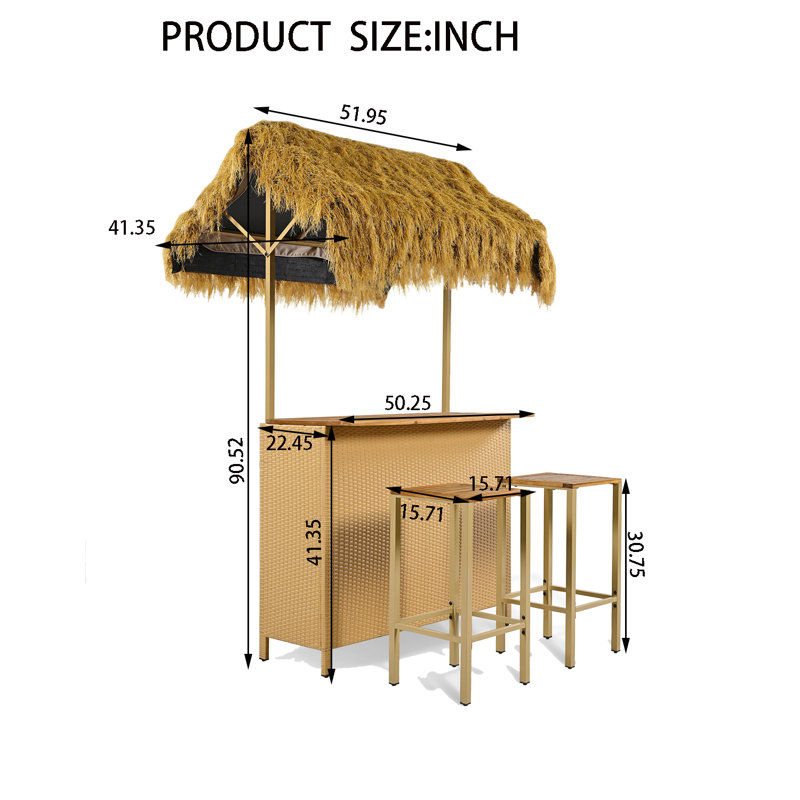 Outdoor Bar Table With Two Stools