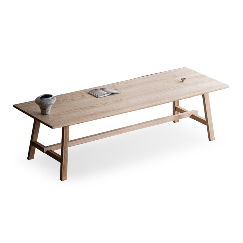 Burlywood Rectangular Solid Wood Dining Table, 29.53"H x 94.49"L x 35.43"W
