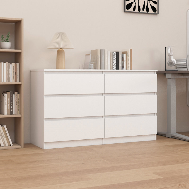 Bisset 47.25'' W 6 - Drawer Dresser, White