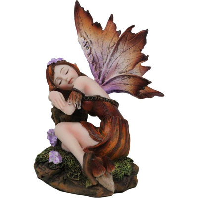 Sleeping Autumn Fall Pumpkin Girl Fae Fairy In Enchanted Garden Figurine