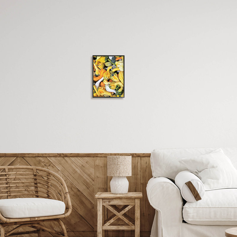 «Mixed Autumn Gourd Arrangement», estampe numérique par Lil 'Rue, H 14 po x l 11 po x P 1,5 po, Giclée encadrée noir minuit