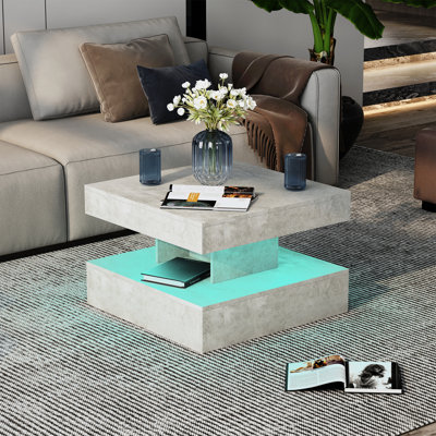 Table basse carrée avec DEL et rangement pour salon