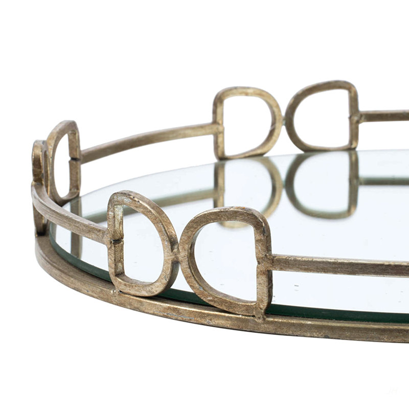 Grand plateau miroir argenté D18x2 "Valentina