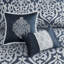 Ensemble d'édredon en jacquard bleu marine et argenté - literie luxueuse 8 pièces