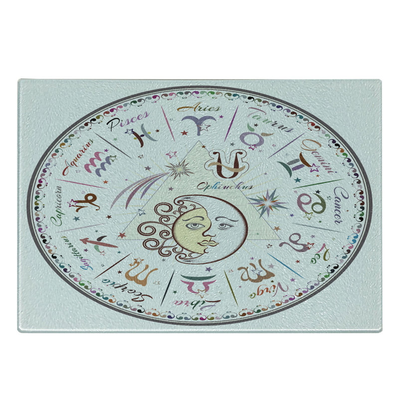 Multicolore horoscope astrologique en verre trempé Ambesonne