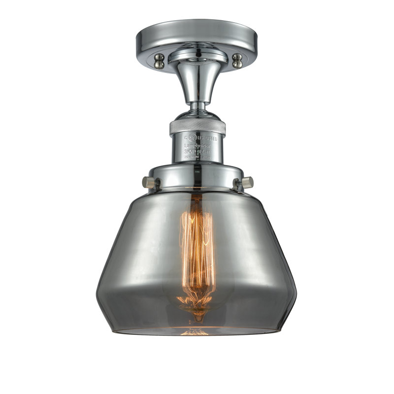 Chill Glass Semi Flush Mount, Polished Chrome, Smoked