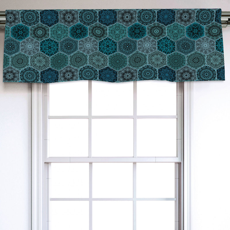 Sateen Geometric Ruffled Window Valance