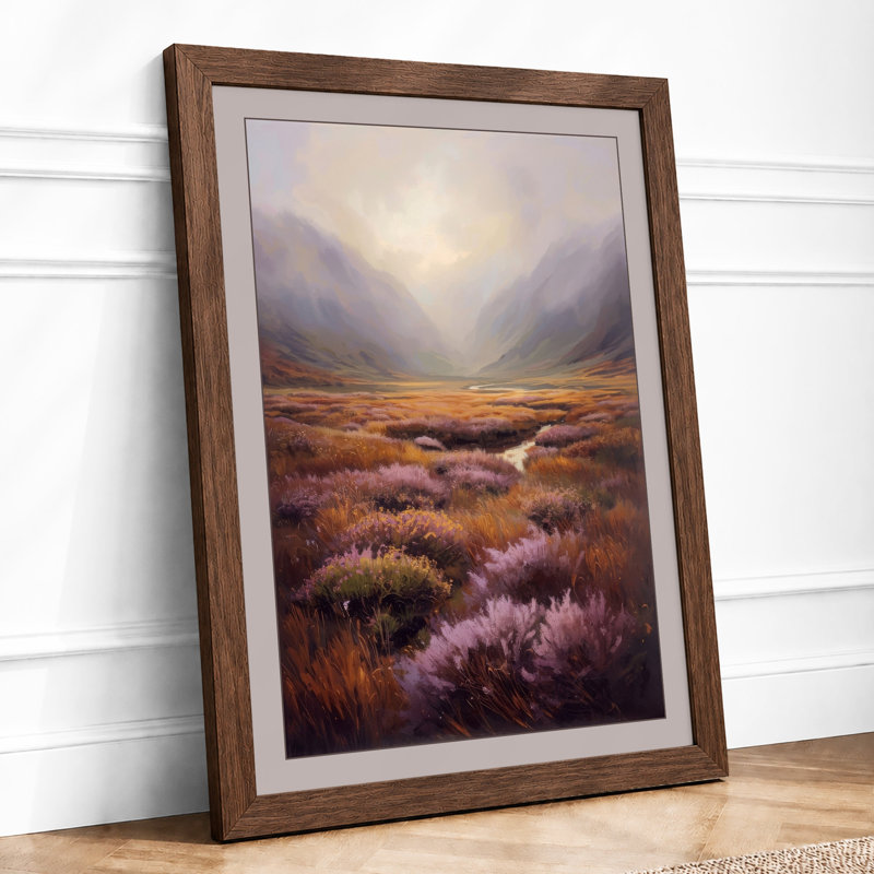 Highland Valley Mist Scandinavian - Framed Print, Walnut, A4 - 29.7 x 21.0 cm