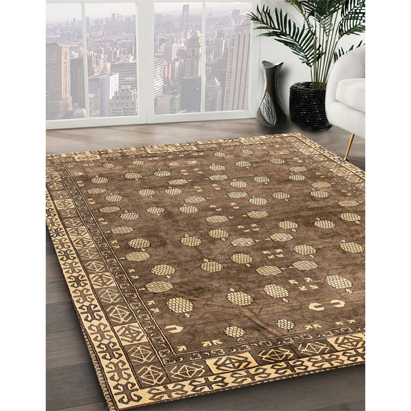 Tapis gris / beige Southwestern, Rond 4 pi