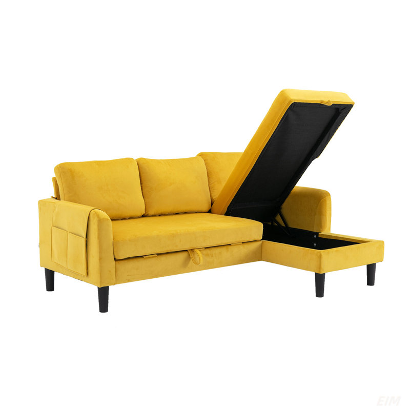 Canapé modulaire avec canapé-lit modulaire réversible, Polyester moutarde