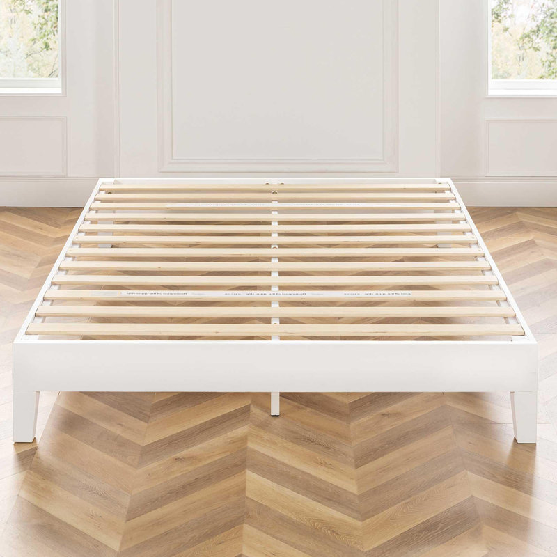 Solid Wood Platform White Bed With Wooden Slats No Box Spring Needed Easy Assembly 12 Inch Grand, King