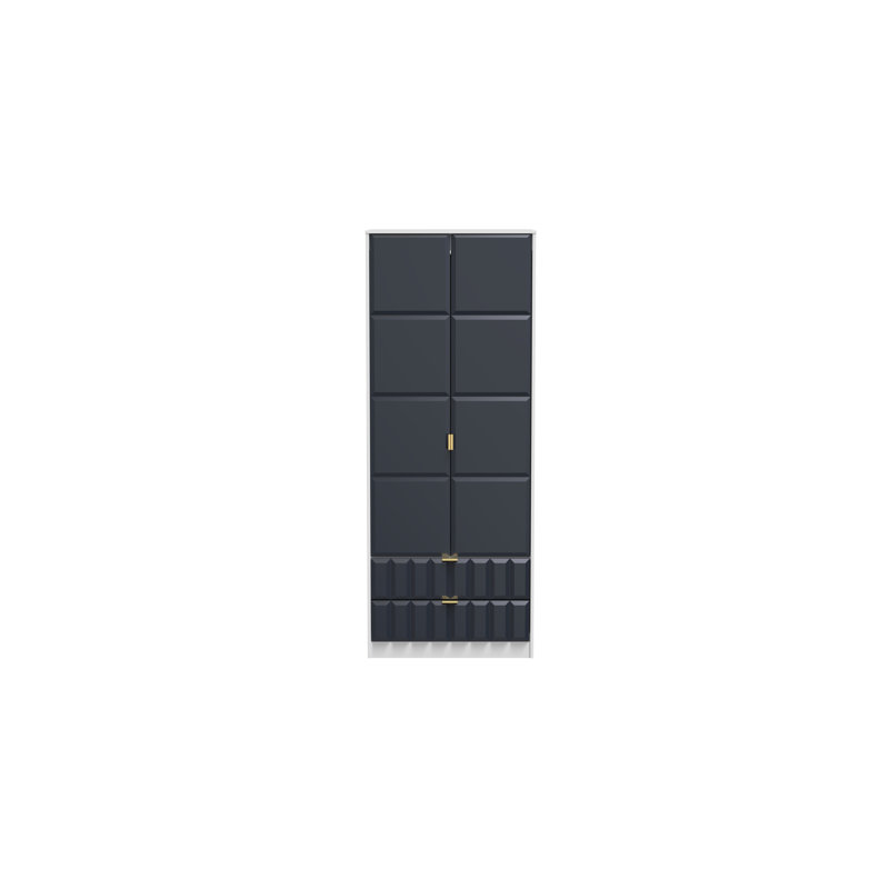 Fully Assembled 3 Door Wardrobe, 197cm H x 111cm W x 53cm D, Indigo Matt/White