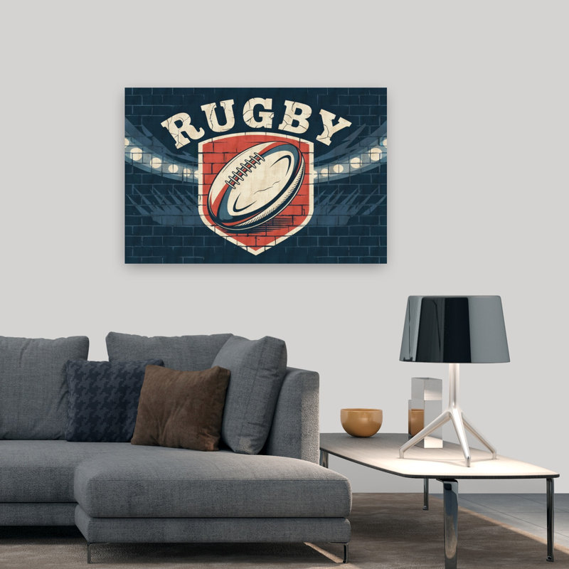 «Rugby Club Shield», reproduction d'art rétro rétro, 32" H x 48" W