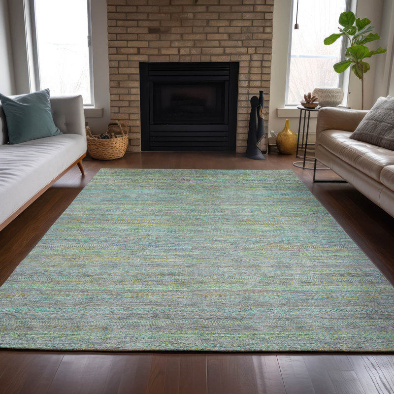 Tapis rayé intérieur / extérieur lavable à la machine Kimberlin ACN2148, Rectangle 10 pi x 14 pi