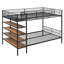 Lit superposé simple au-dessus d'un lit double en métal avec tablettes à 5 niveaux-189859211