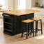 Grand îlot de cuisine de 53 pouces avec 2 tabourets de bar, une prise de courant et de nombreuses solutions de rangement pour les cuisines et les salles à manger modernes-405009027