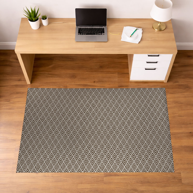 Tapis de bureau léger à chevrons, L 36 po x P 24 po, Brun moka