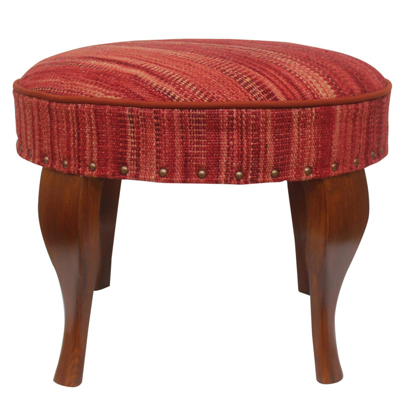 Repose-pieds standard rond 24 po Anaum, Laine rouge moderne Adelyn