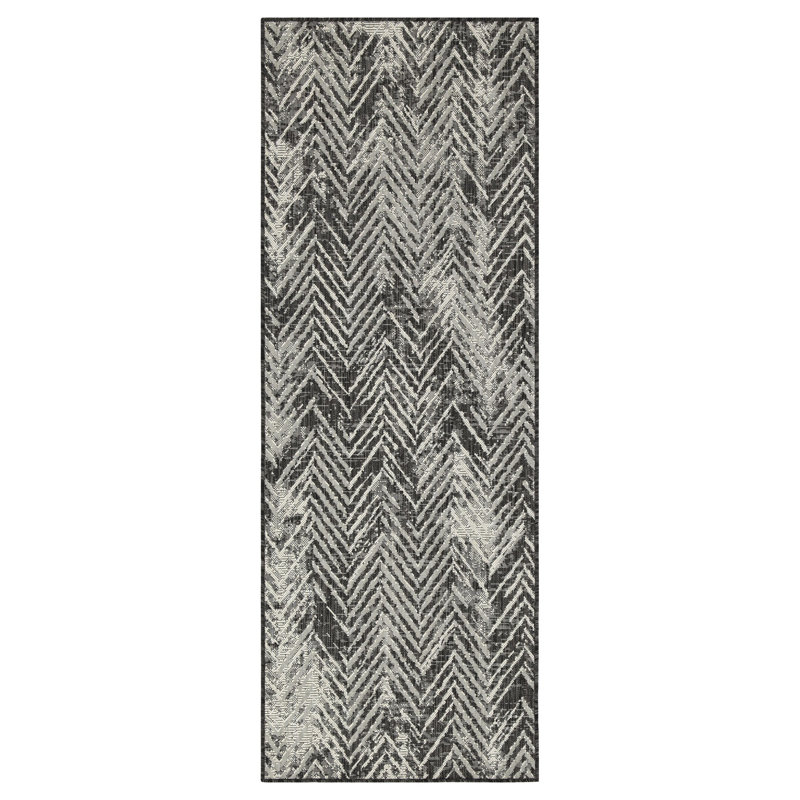 Anthracite 2 ft. 7 in. x 7 ft. 3 in. Indoor/Outdoor Area Rug