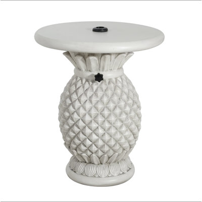 Base de parasol de table d'appoint en oxyde de magnésium blanc antique en forme d'ananas Lillian