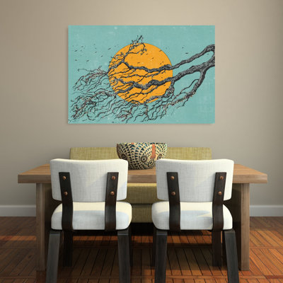 Serene Cherry Sunrise Dramatic Minimalist Peaceful Cherry Tree Nature Spring Wall Art