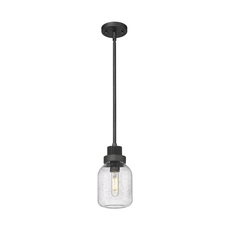 Luminaire suspendu sur tige 6 lumières Somers, Blanc mat, Zinc patiné