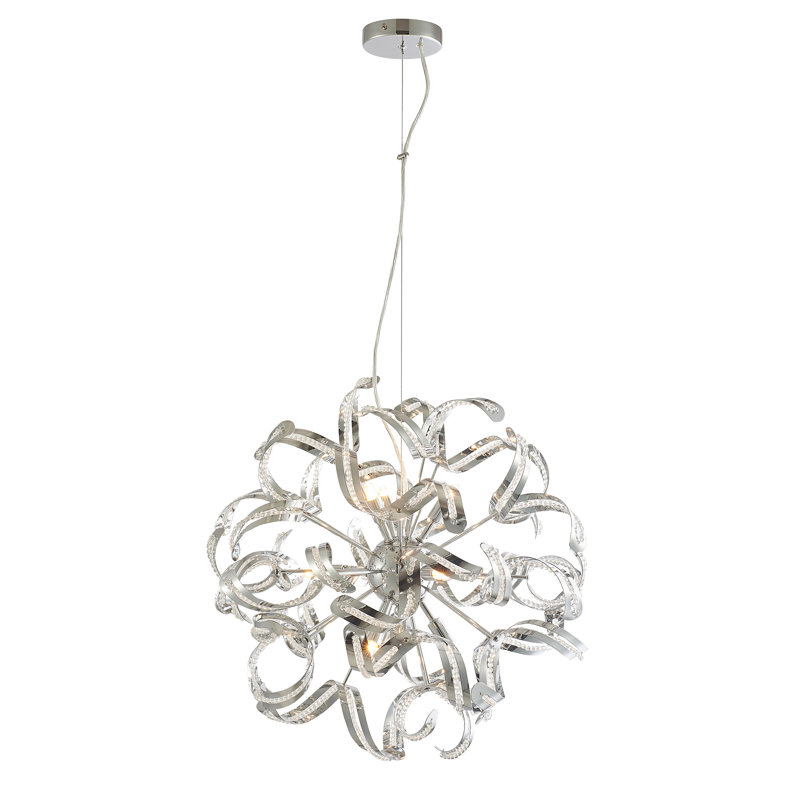 Luminaire suspendu chromé à DEL en spirale