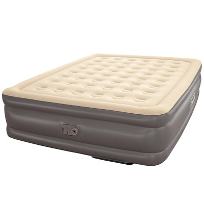 Coleman: matelas gonflable de 18 po d'invité - grand lit - pompe à CA intégrée, lit gonflable d'intérieur brun clair, résistant à la perforation, côtés de traversin, support de ressorts, capuchon de 661 lb