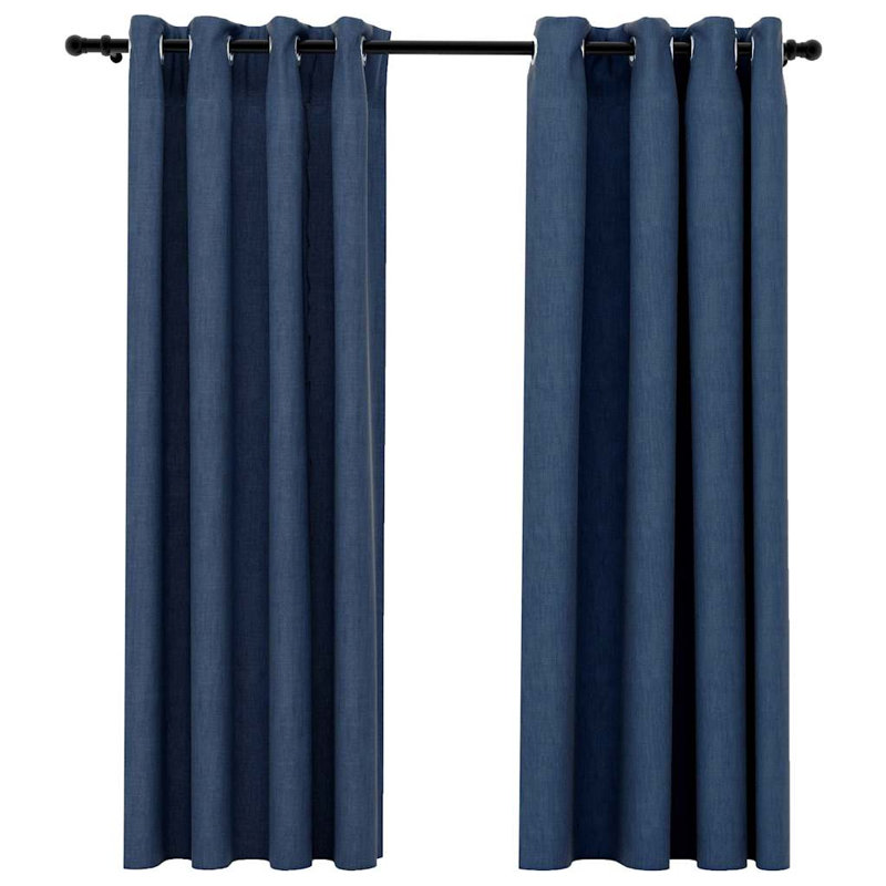  Rideaux occultant à motif de lin avec œillets 2 pièces bleu 140 x 68,9 po, L 55,1 po x L 68,9 po, Bleu