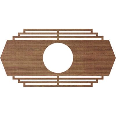 30"W x 15"H x 7 7/8"ID x 1/4"T Chrysler Wood Fretwork Pierced Ceiling Medallion, Alder