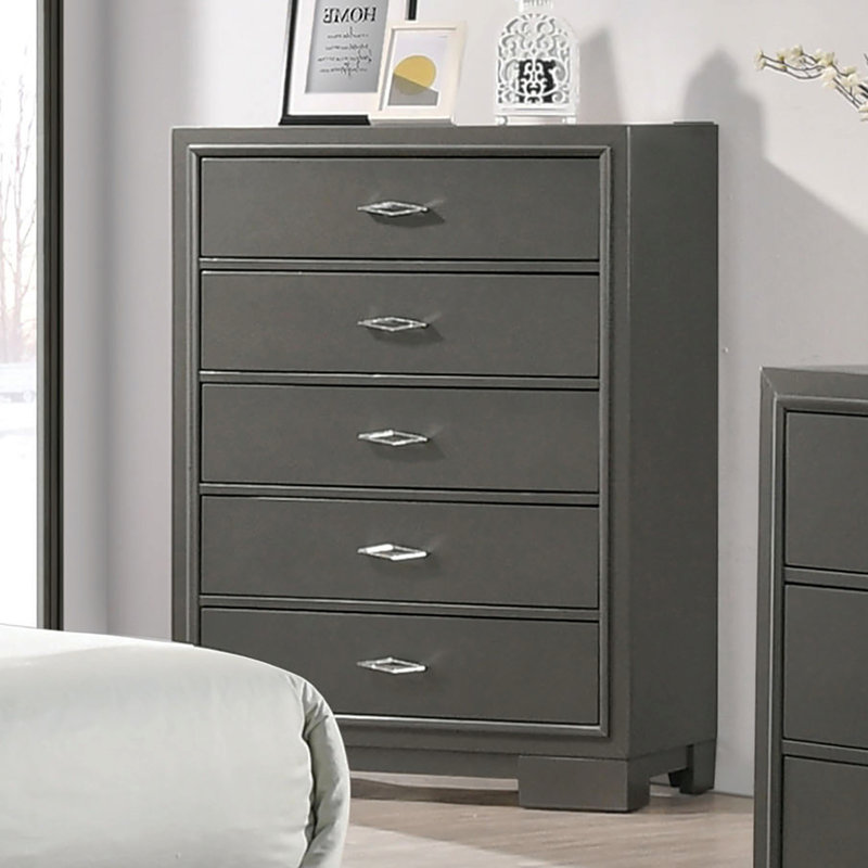 1 pièce Commode 5 tiroirs en acrylique de style contemporain avec pieds en métal