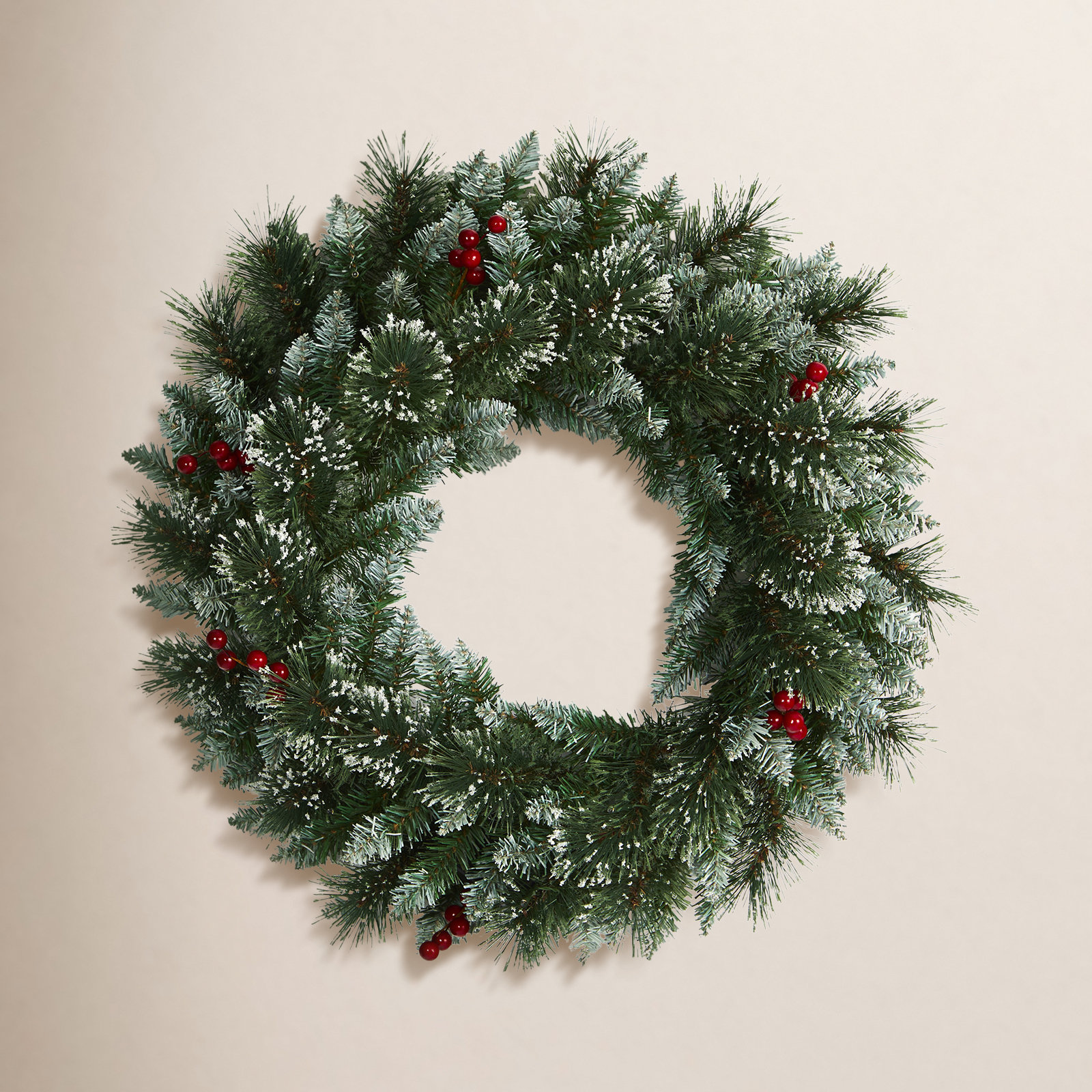 24'' Faux Pine Lighted Wreath
