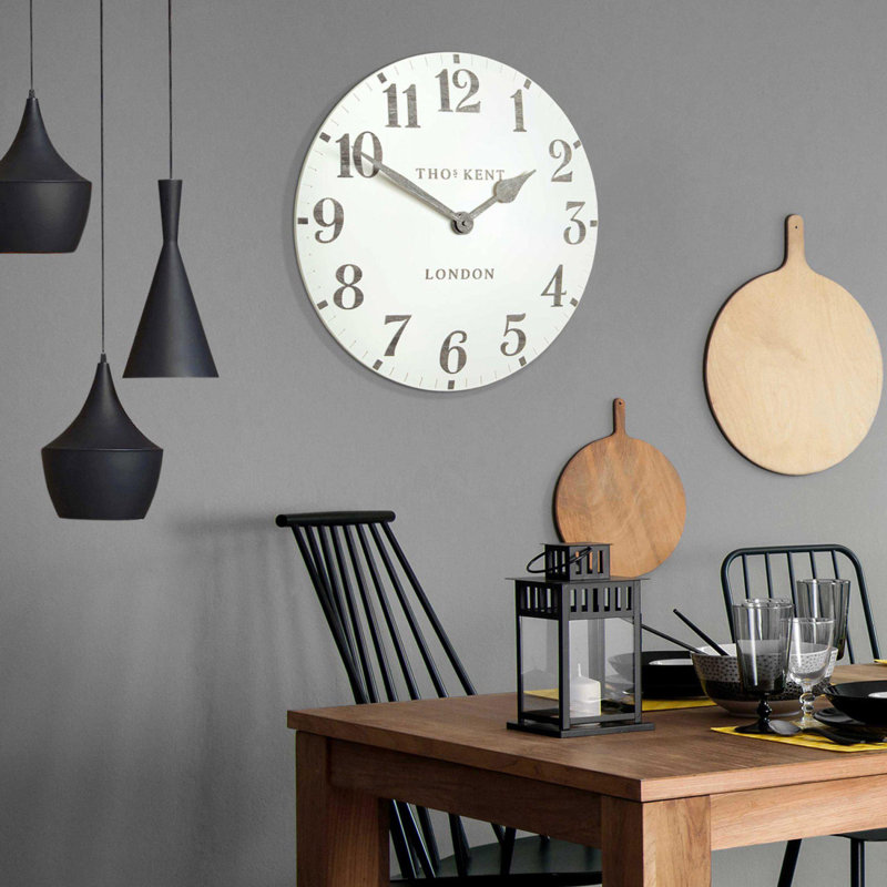 Arabic Metal Wall Clock, Cream, 30cm H x 30cm W x 5cm D