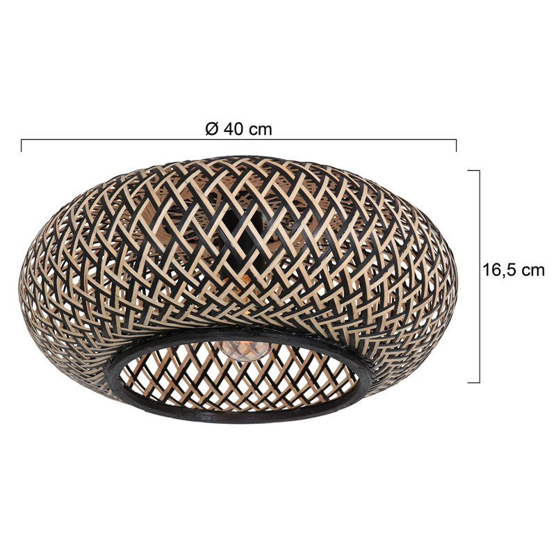Ludvik Rattan Flush Ceiling Lights, Brown