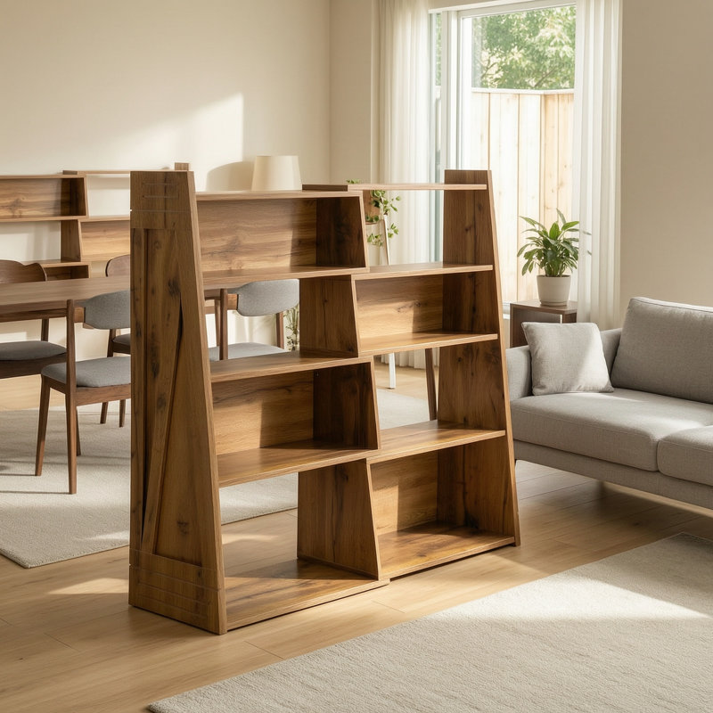 Bibliothèque pliable à 4 niveaux, Walnut Brown
