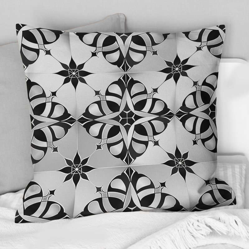 Black White Stars Charm I - Modern Throw Pillow, 16"H x 16"W