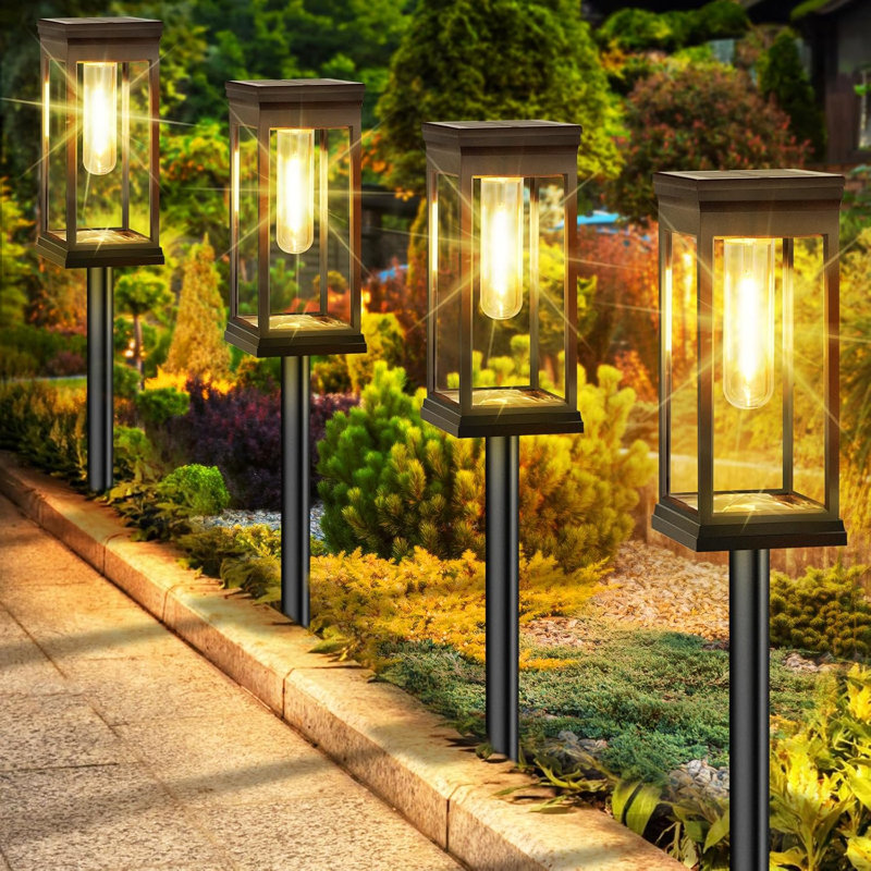 Éclairage de sentier solaire pour l'extérieur, lot de 8 grandes lumières solaires extérieures imperméables et très lumineuses