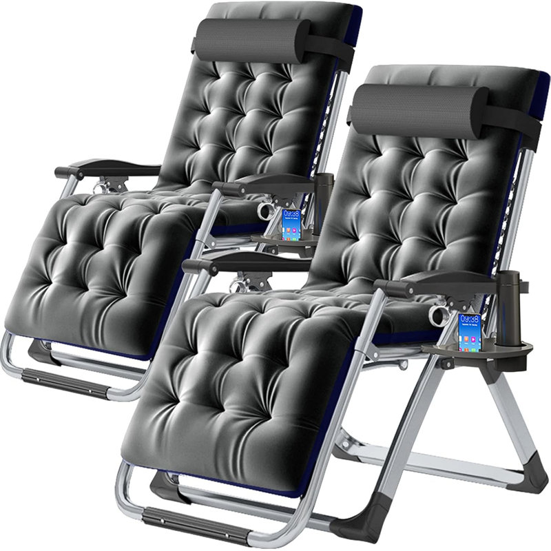 Chaise de camping pliante avec coussin Deges, Noir